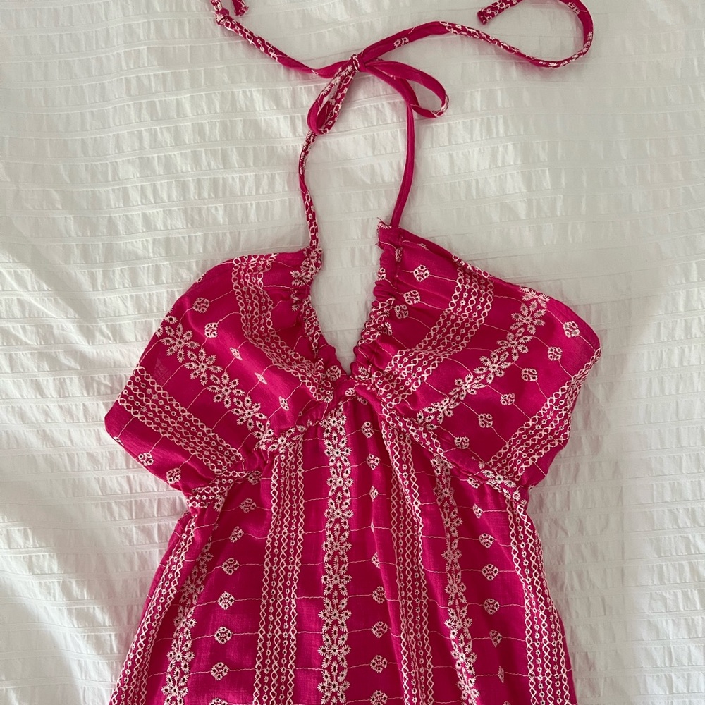 Zara Pink & White Maxi Dress Size Small